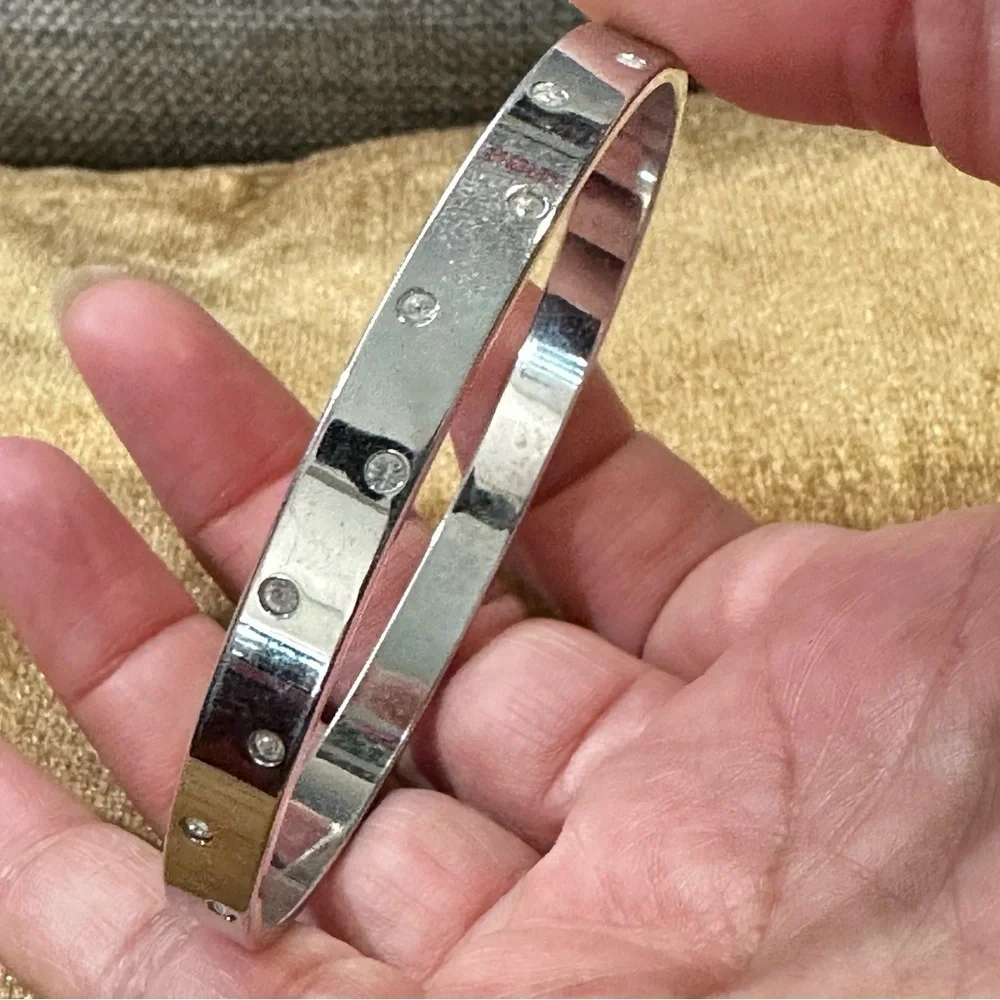Swarovski Elegant Silver Bangle with Gem Accents size 8, Non-adjustable 5534 G